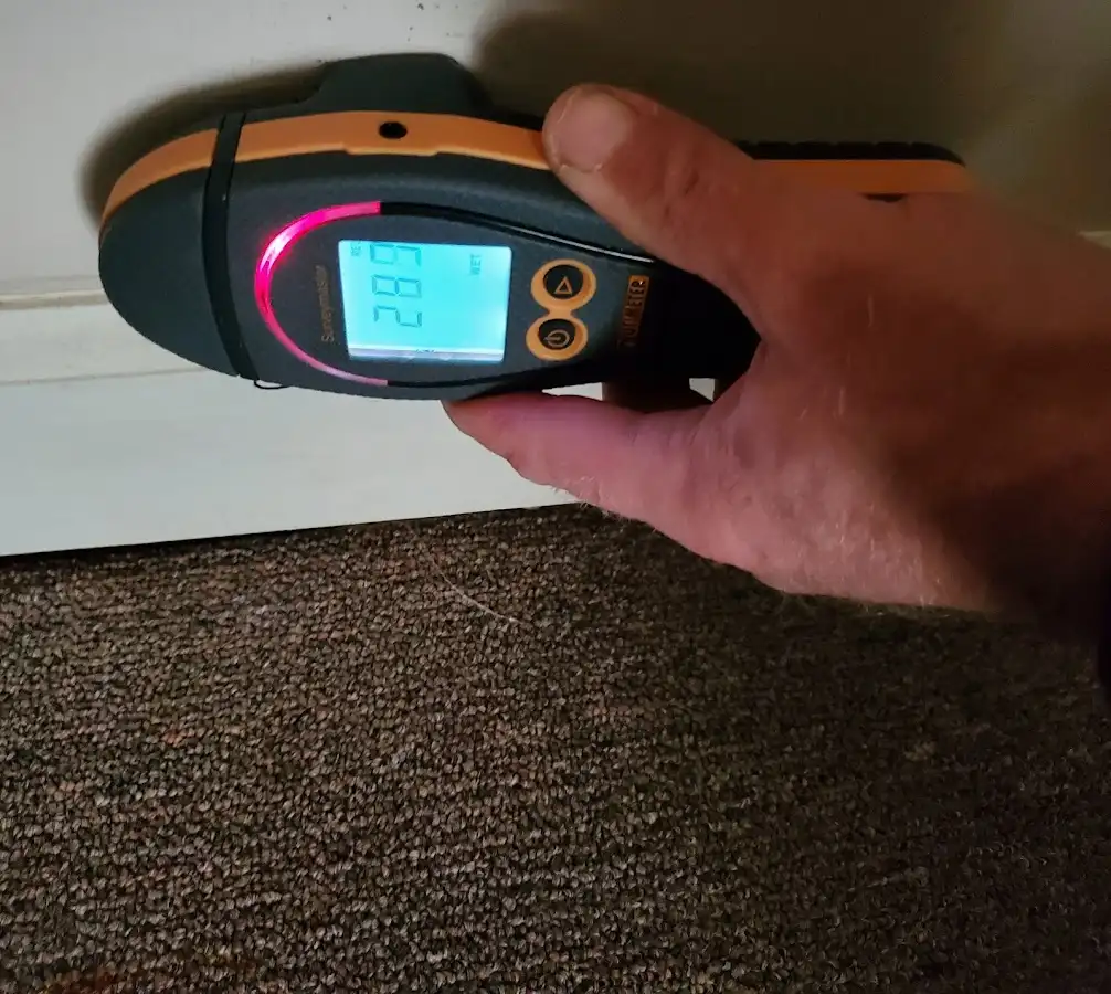 Moisture detection at baseboard during Burst Pipe Cleanup in Francisville